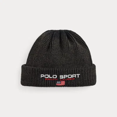 Polo Ralph Lauren Polo Sport Wool-cotton Beanie In Black Boot In Gray