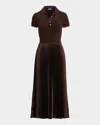 Polo Ralph Lauren Pleated Recycled Satin And Wool-blend Midi Dress In Squire Brown