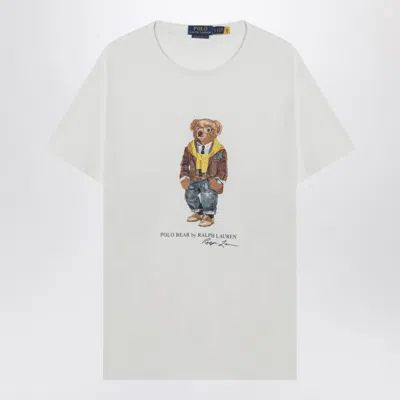 Polo Ralph Lauren White Polo Bear T Shirt Custom Slim Fit In Pattern