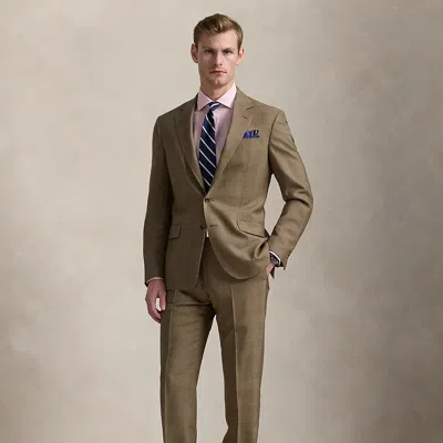 Polo Ralph Lauren Polo Tailored Glen Plaid Wool Suit In Tan/dark Brown