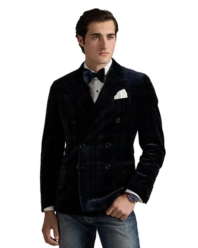 Polo Ralph Lauren Polo Tailored Plaid Velvet Jacket In Black