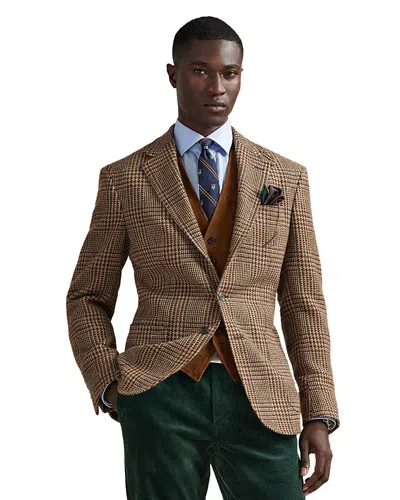 Polo Ralph Lauren Polo Tailored Plaid Wool Sport Coat In Brown