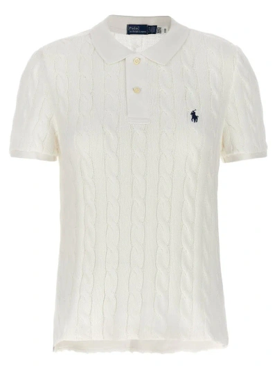 Polo Ralph Lauren Polo Pony Cable-knit Polo Shirt In White