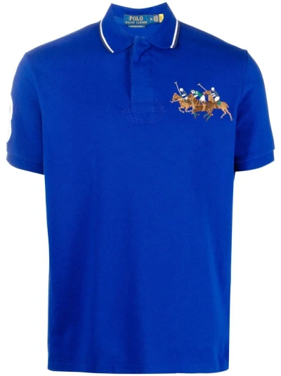 Polo Ralph Lauren Polo With Embroidered Logo In Blue