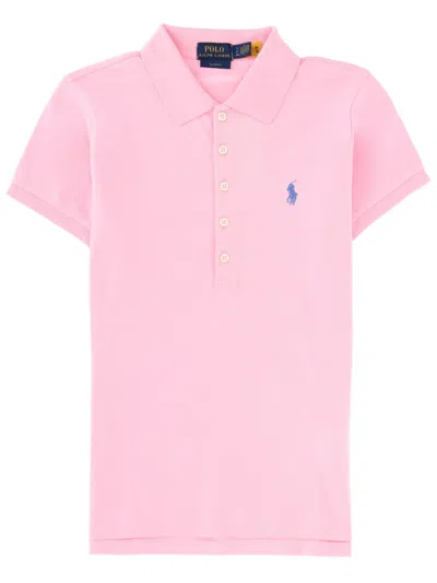 Polo Ralph Lauren Cotton Blend Polo With Embroidered Logo In Pink
