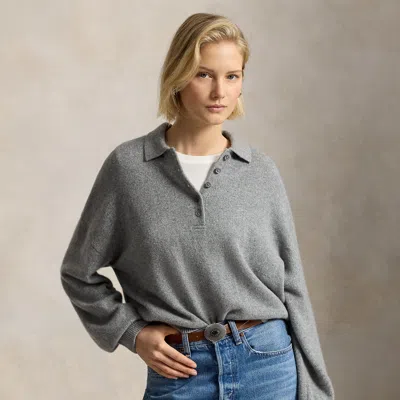 Polo Ralph Lauren Polo-collar Cashmere Sweater In Gray Heather