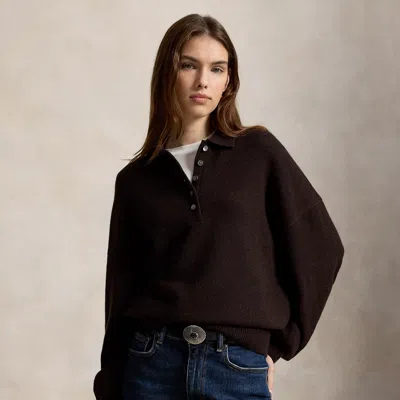 Polo Ralph Lauren Polo-collar Cashmere Sweater In Walnut Brown Melange