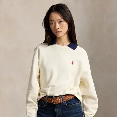 Polo Ralph Lauren Polo-collar Fleece Crewneck In Warm White
