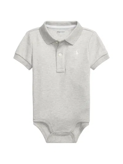 Polo Ralph Lauren Babies' Polo-collar Logo-embroidered Bodysuit In Gray