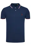 Polo Ralph Lauren Sky Blue T-shirt With Structured Collar In Blue