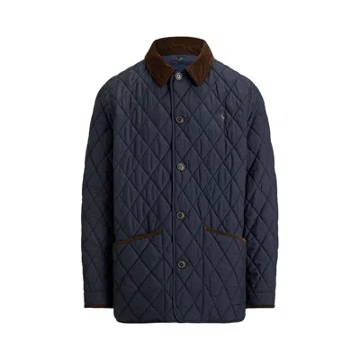 Pre-owned Polo Ralph Lauren Poly Quilted Beaton Barn Jacket 'college Navy' | Blue | Men's Size M