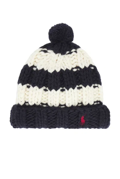 Polo Ralph Lauren Pom Pom Hat In Navy & Cream