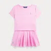 Polo Ralph Lauren Ponte Boxy Tee & Skort Set In Carmel Pink/harbor Island