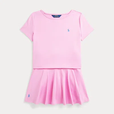 Polo Ralph Lauren Kids' Ponte Boxy Tee & Skort Set In Carmel Pink/harbor Island