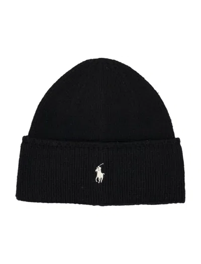 Polo Ralph Lauren Pony Beanie-hat-cold Weather In Black