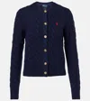 Polo Ralph Lauren Pony Cable-knit Wool And Cashmere Cardigan In Blue