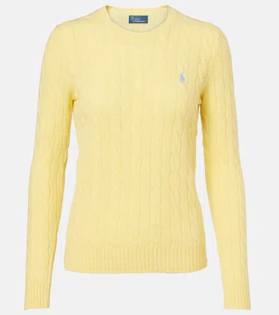 Polo Ralph Lauren Pony Cable-knit Wool And Cashmere Sweater In Yellow