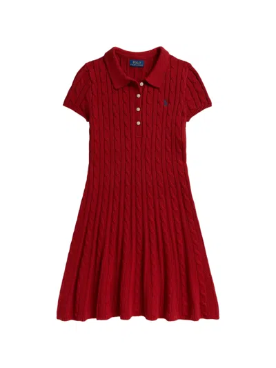 Polo Ralph Lauren Kids' Pony Cable-knit Dress In Red