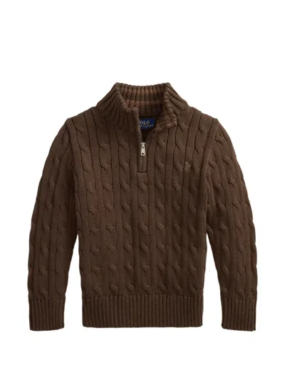 Polo Ralph Lauren Kids' Pony Cable-knit Top In Brown