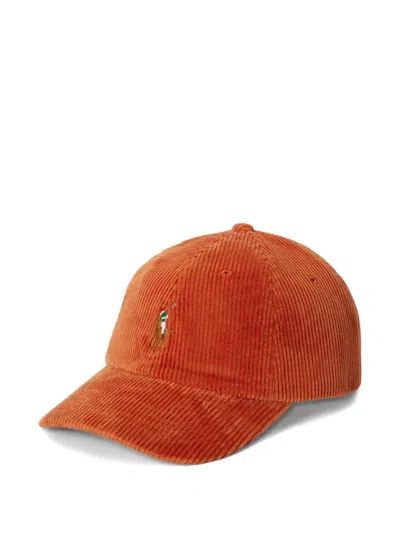 Polo Ralph Lauren Pony Corduroy Cap In Orange