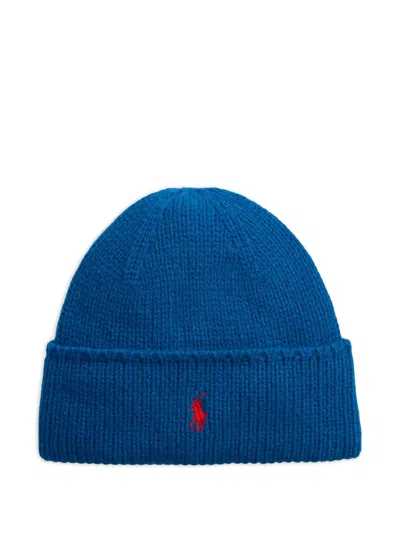 Polo Ralph Lauren Pony Embroidered Beanie Hat In Blue