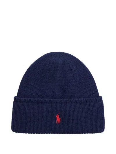 Polo Ralph Lauren Pony Embroidered Beanie Hat In Blue