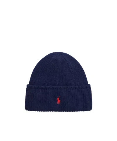 Polo Ralph Lauren Pony Embroidered Beanie Hat In Blue
