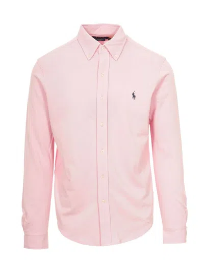 Polo Ralph Lauren Pony Embroidered Buttoned Shirt In Pink