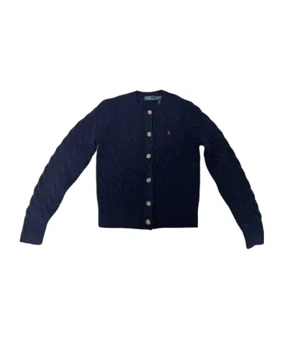 Polo Ralph Lauren Pony Embroidered Cable-knit Cardigan In Blue