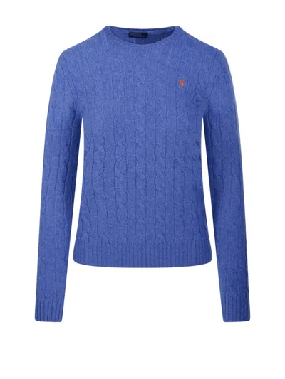 Polo Ralph Lauren Pony Embroidered Cable-knit Jumper In Light Blue