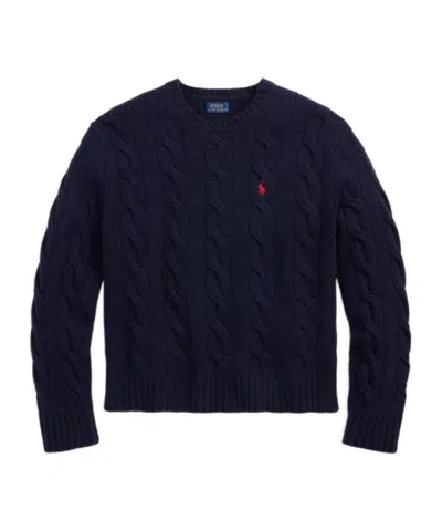 Polo Ralph Lauren Julianna Cotton Cable Crew Neck Sweater In Hunter Navy