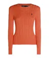 Polo Ralph Lauren Cable Knit Pullover With Ribbed Finish In Orange