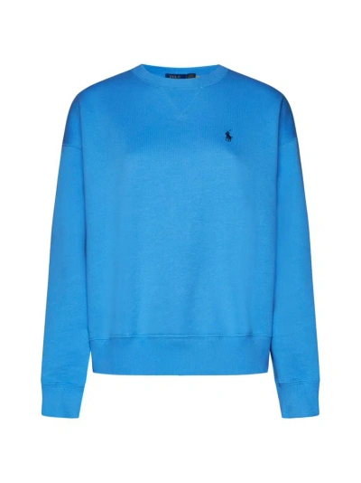 Polo Ralph Lauren Pony Embroidered Crewneck Sweatshirt In Blue