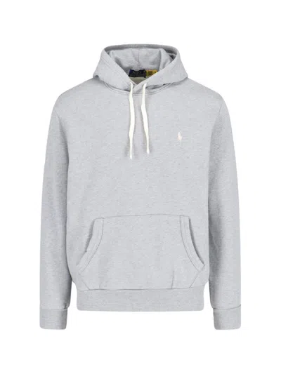 Polo Ralph Lauren Pony Embroidered Drawstring Hoodie In Grey