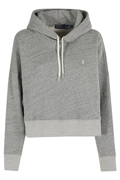 Polo Ralph Lauren Pony Embroidered Drawstring Hoodie In Grey