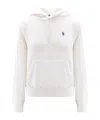 Polo Ralph Lauren Ribbed Cuff Long Sleeve Cotton Sweatshirt With Kangaroo Pocket In White