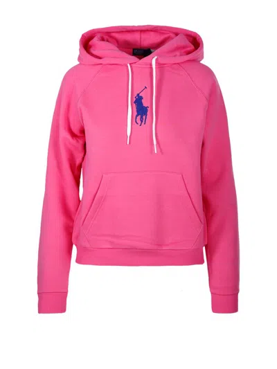 Polo Ralph Lauren Pony Embroidered Drawstring Jersey Hoodie In Pink