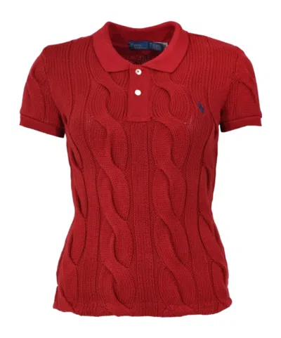 Polo Ralph Lauren Pony Embroidered Knitted Polo Shirt In Red