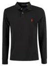 Polo Ralph Lauren Pony Embroidered Long-sleeved Polo Shirt In Black
