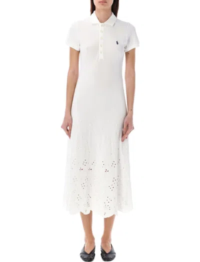 Polo Ralph Lauren Pony Embroidered Polo Dress In White