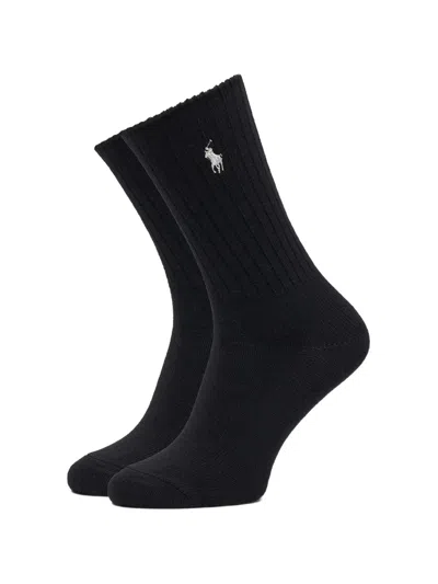 Polo Ralph Lauren Pony Embroidered Ribbed Socks In 黑色
