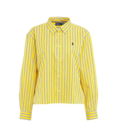 Polo Ralph Lauren Pony Embroidered Striped Shirt In Yellow