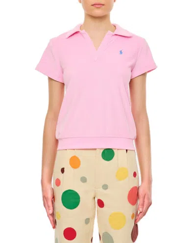 Polo Ralph Lauren Pony Embroidered Terry Polo Shirt In Pink