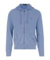 Polo Ralph Lauren Pony Embroidered Zipped Drawstring Hoodie In Campus Blue