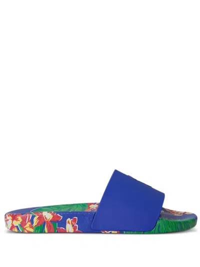 Polo Ralph Lauren Floral-print Slide In Tropical Royal In Blue