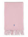 Polo Ralph Lauren Wool Scarf With Fringe Trim And Logo In Pink