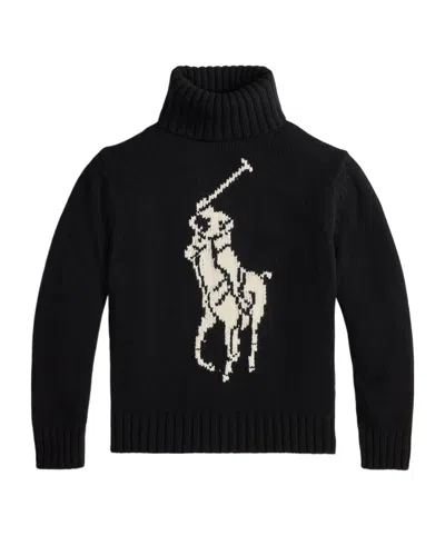 Polo Ralph Lauren Pony Knitted Crew Neck Jumper In Black