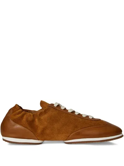 Polo Ralph Lauren Pony Leather Low-top Lace-up Sneakers In Brown