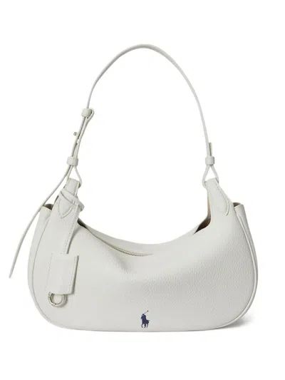Polo Ralph Lauren Pony Leather Shoulder Bag In White