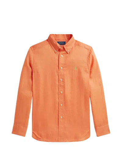 Polo Ralph Lauren Kids' Pony Linen Shirt In Orange